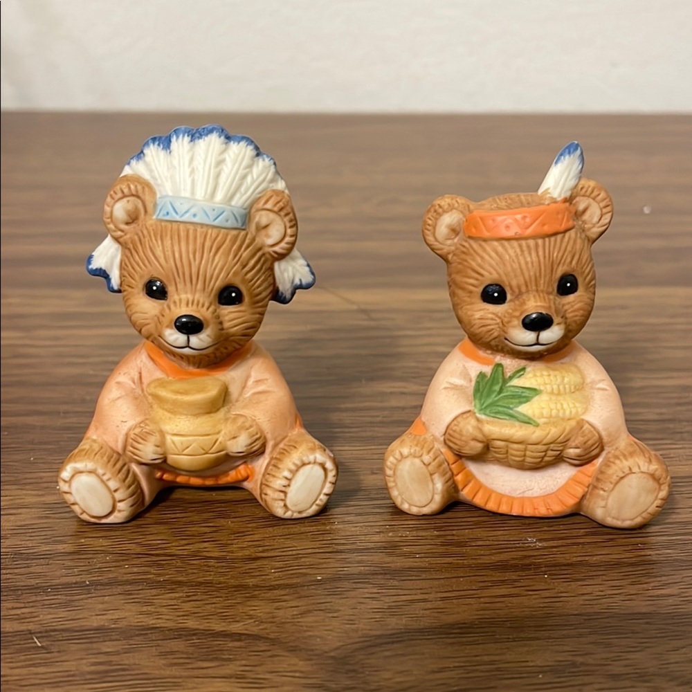 Charming Bear Figurines, Homco, Native / Indigenous representation